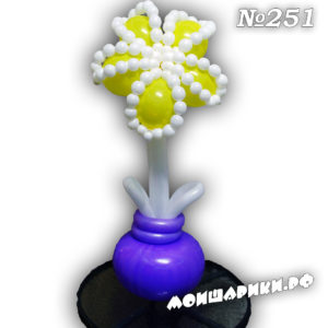 Цветок из воздушных шаров в горшочке