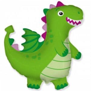 Зеленый динозаврик с гелием