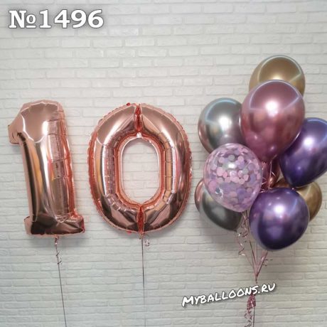 Цифра 10 и фонтан из шаров